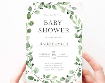 Invito per baby shower Verde Invito per baby shower Invito neutro rispetto al genere, stampabile, modello di download istantaneo, verdi