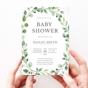 Baby Shower Invitation Greenery Baby Shower Invite Gender Neutral Invitation, Printable, Instant Download Template, Greens