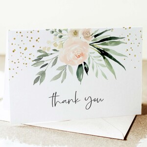 Peach Floral Baby Shower Thank You Card Blush Floral Thank You Note Printable Thank You Card Download PDF, 88