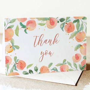 Perziken dank u kaart downloaden, perzik baby shower dank u kaart afdrukbare perziken dank u notities, Instant Download, 60