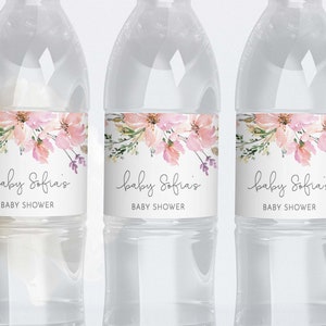 Baby in Bloom Water Bottle Label, Spring Baby Shower Water Bottle Labels, Bloom Water Bottle Label, Party Water Bottle Labels, 81