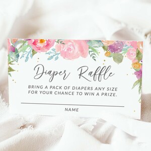 Baby in Bloom Baby Shower Diaper Raffle Card, Spring Baby Shower, Wildflower Diaper Shower Insert Floral, 65