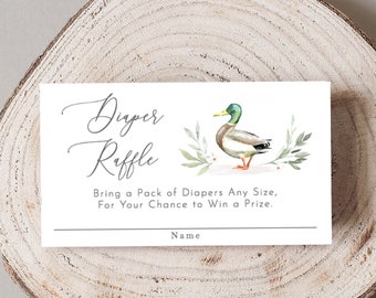 Duck Baby Shower Diaper Raffle Card, Duck Shower, Baby Shower Duck Diaper Raffle Ticket PDF, 183