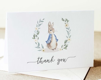 Kaninchen-Babyparty-Dankeschön-Karte, Junge Kaninchen Dankeschön Hinweis Printable Danke Download PDF, Printable, 131
