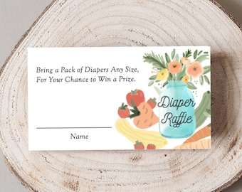 Locally Grown Baby Shower Diaper Raffle Card, Country Baby Shower Diaper Raffle Insert, Printable, 125