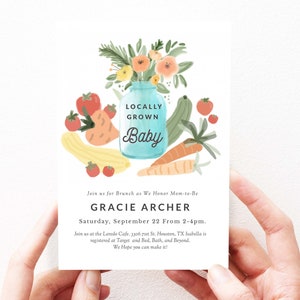 Locally Grown Baby Shower Invitation Farmers Market, Country Baby Shower Invitation Farm Baby Shower Invite, Editable, Instant Download, 125