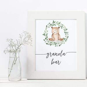 Granola Bar Sign Printable, Bear Baby Shower Granola Bar Shower Sign, Bear Baby Shower Sign PDF Printable Cute Bear