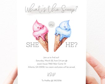 Ice Cream Gender Reveal Einladung Digital Invite, Gender Reveal Ice Cream Invite, Ice Cream Gender Reveal Einladung, Printable