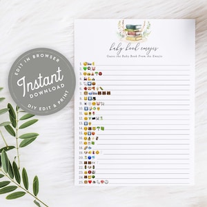Books Baby Shower Game, Baby Book Emoji Game, PDF, Printable Baby Shower Games, Storybook Baby Shower, Instant Download, 35