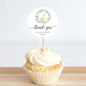 Duck Cupcake Topper, Printable Duck Birthday Party, Cute Duck Cupcake Topper Printable, Editable, Duck Baby Shower, 96
