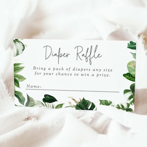 Tropical Baby Shower Diapers Raffle Card Printable Diaper Raffle Card, Tropical Baby Shower Diaper Raffle Ticket PDF, 72