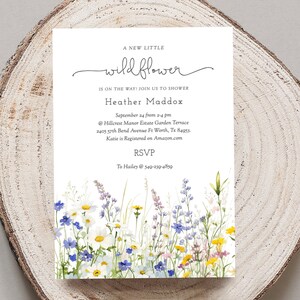 Wildflower Baby Shower Invitation, Wild Flower Baby Shower Wildflower Editable Invitation Template, 211