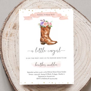 Cowgirl Baby Shower Invitation Cowgirl Baby Shower Invite Digital Instant Download Template, Editable, Western Birthday, 187