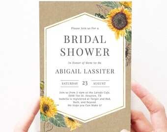 Sunflower Bridal Shower Invitation, Sunflower Bridal Shower Invites, Country, Editable Template, Instant Download, Printable, 33