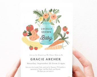 Locally Grown Baby Shower Invitation Farmers Market, Country Baby Shower Invitation Farm Baby Shower Invite, Editable, Instant Download, 125