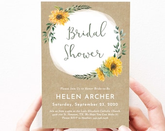 Sunflower Bridal Shower Invitation, Sunflower Bridal Shower Invites, Country, Editable Template, Instant Download, Printable, 33