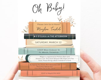 Storybook Baby Shower Invitation Boy, Book Themed Baby Shower Boy Invitation, Editable, Instant Download, Books Baby Shower Invitation, 129