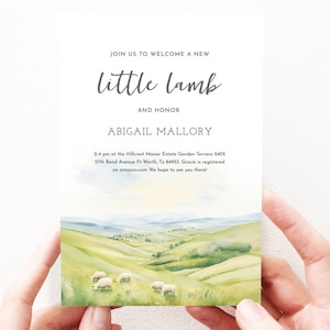 Pastoral Baby Shower Invitation, Lamb Baby Shower Invitation, Sheep Baby Shower Invitation, Pastoral Invitation, Editable, Digital, 219