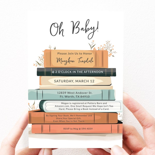 Storybook Baby Shower Invitation Boy, Book Themed Baby Shower Boy Invitation, Editable, Instant Download, Books Baby Shower Invitation, 129