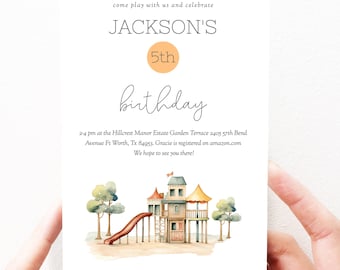 Playground Invitation Template, Playground Birthday Invitation, Playground Party Birthday Invite