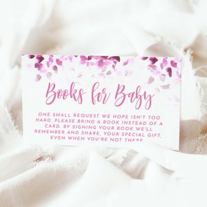 Het is een meisjesboeken voor babykaart, meisjesboeken voor babyshowerkaartinzet, roze Breng een boekenkaart, 150