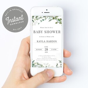 Baby-Dusche-E Vite, Grün-Baby-Dusche-E-Einladung, Grün-Baby-Dusche E einladen, Baby-Dusche-Jungen einladen, Sofortiger Download Grüns