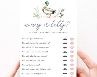 Mallard Duck Baby Shower Games Mommy or Daddy Printable, Duck Baby Shower Game PDF Instant Download, 183