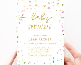 Cute Confetti Baby Sprinkle Invitation Sprinkles Baby Sprinkle Invites Gender Neutral Baby Sprinkle, Editable Instant Download, 118