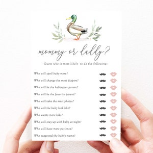 Mallard Duck Baby Shower Games Mommy or Daddy Printable, Duck Baby Shower Game PDF Instant Download, 183
