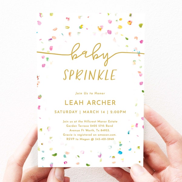 Cute Confetti Baby Sprinkle Invitation Sprinkles Baby Sprinkle Invites Gender Neutral Baby Sprinkle, Editable Instant Download, 118