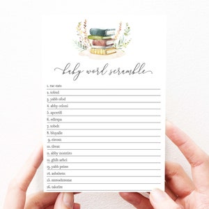 Books Baby Shower Games Word Scramble, Book Baby Shower Game Instant Download, Storybook Shower, Instant Download, 35