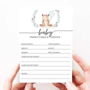 Jeux de douche de bébé ours, jeu de prédictions de bébé ours, douche de bébé ours mignon, carte de conseils de douche de bébé, 73