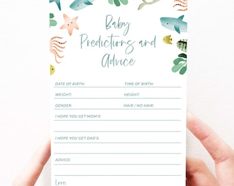 Under the Sea Baby Shower, Baby Predictions Game, Ocean Animals Baby Shower, Baby Shower Advice Card, 103