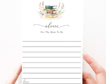 Books Baby Shower Advice Card, Storybook Baby Shower Advice Card, Baby Shower Advice Card, Advice Printable Game, Instant Download, 35
