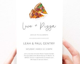 Editable Pizza Party Invitation Download, Printable Pizza Couples Shower Invitation Template, 114