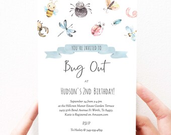 Bug Birthday Invitation Insect Birthday Invitation Editable Bug Birthday Invite Template, Insect Birthday, 214