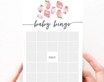 Strawberry Baby Shower Games, Strawberry Baby Shower Bingo Printable, Strawberry Shower Games Download, PDF, Instant Download, 120