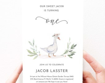 Duck Birthday Invitation Duck Birthday Invite Editable, Duck First Birthday Invitation Printable Instant Download Template, 130