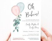 Joint Baby Shower Invitation Template, Double Baby Shower Invitation, Editable Template, Printable Invite Editable Invitation, 147