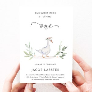 Duck Birthday Invitation Duck Birthday Invite Editable, Duck First Birthday Invitation Printable Instant Download Template, 130