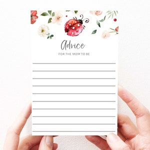 Ladybug Baby Shower Games, Ladybug Themed Baby Shower Games Advice Card, Instant Download, 188