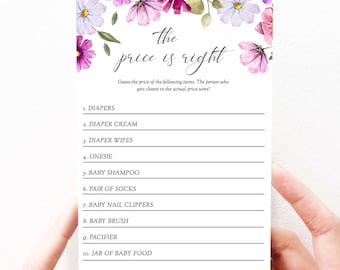 Giochi di Baby Shower di fiori selvatici Il prezzo è giusto, Download istantaneo del gioco di Baby Shower di primavera, Giochi di Baby Shower stampabili, Download istantaneo, 133