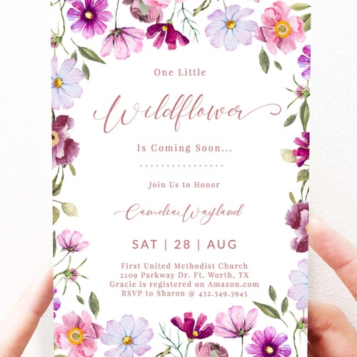 Design & Templates wild flowers Floral baby shower invitation mum to be