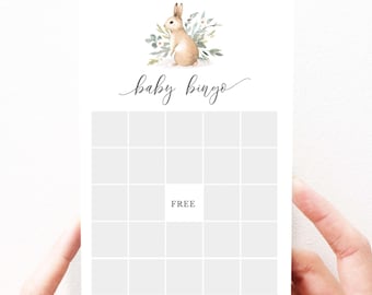 Bunny Baby Shower Games, Rabbit Baby Shower Games Bingo Instant Download, Printable Baby Shower Games, Instant Download, 91