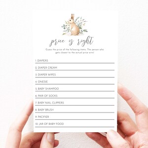 Bunny Baby Shower Games Price is Right, Bunny Baby Shower Games Printable Baby Shower Games, Instant Download, 91