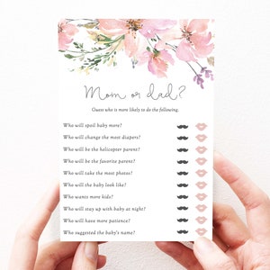 Baby in Bloom Baby Shower Games Mommy or Daddy Printable Mommy or Daddy Quiz, Guess Who Baby Game Instant Download, Spring Baby Shower 81