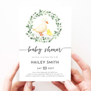 Duck Baby Shower Invitation Duck, Cute Baby Shower Invites Boy, Duckling Editable Invitation Instant Download, Editable Template, 96