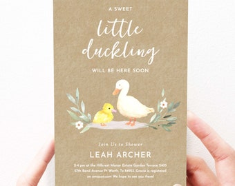 Duck Baby Shower Invitation Duck Cute Baby Shower Invites Duckling, Gender Neutral Editable, Instant Download, Editable Template, 96