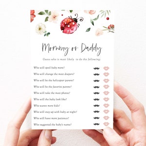 Ladybug Baby Shower Games Mommy or Daddy Printable Mommy or Daddy Quiz, Instant Download, 188