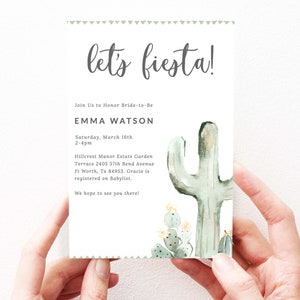 Convite para chá de panela Cactus Fiesta, Chá de panela Cactus convida Boho Succulent, editável, download digital para impressão, 61